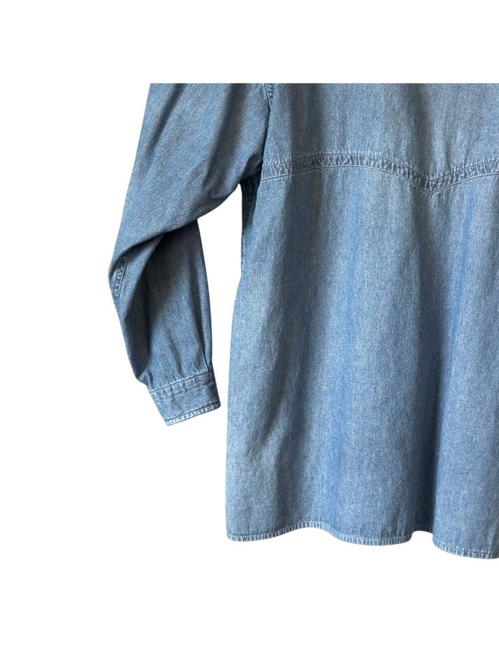 Vintage Cherokee Womens M Denim Button-Up Shirt Long Sleeve Tunic  Blue - Picture 9 of 16